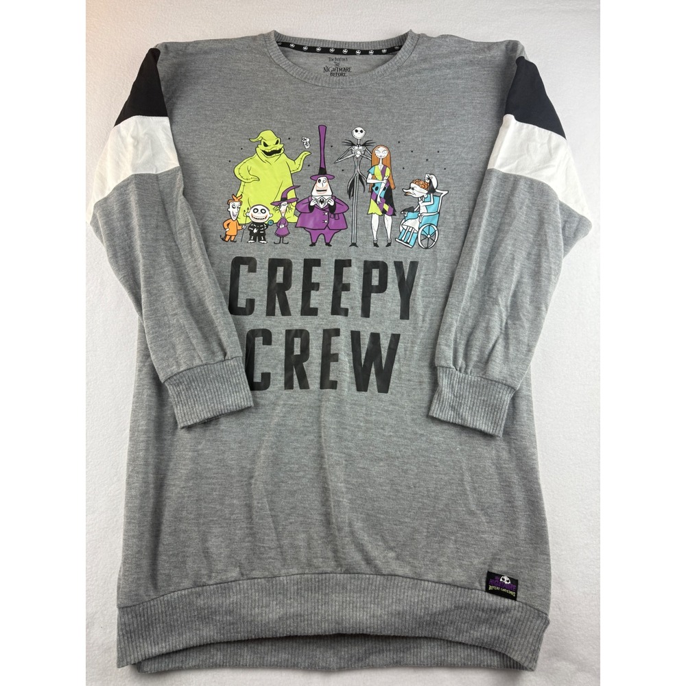 Disney Nightmare‎ Before Christmas Womens L/G Gray Creepy Crew Tunic Top